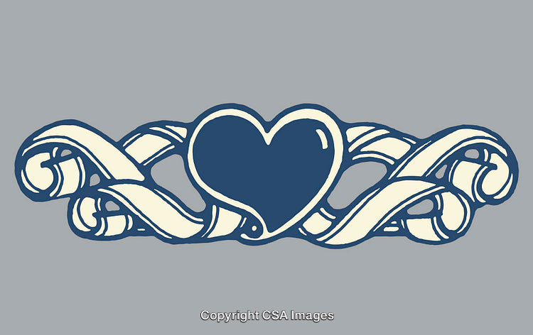 Ornamental Heart with Intricate Swirling Patterns in Vintage Style