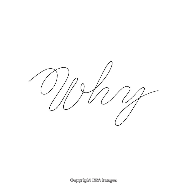 Why Written in Elegant Handwriting on a Plain White Background