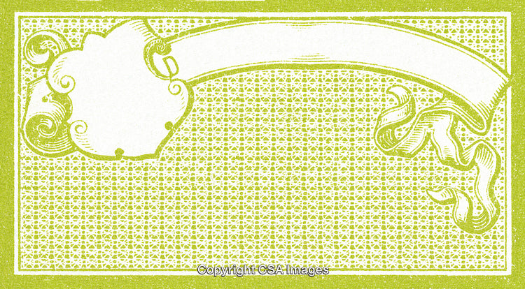 Vintage Frame With Decorative Ribbon on Texture Background in Green