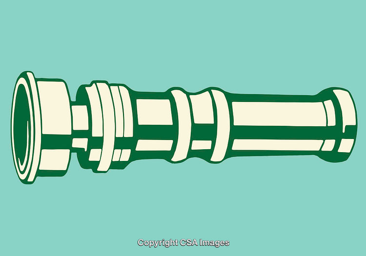 Vintage Style Illustrated Fire Hose Nozzle on Green Background