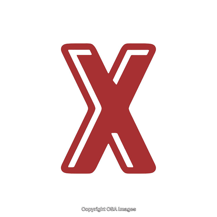 Bold Red Letter X on White Background in a Modern Style