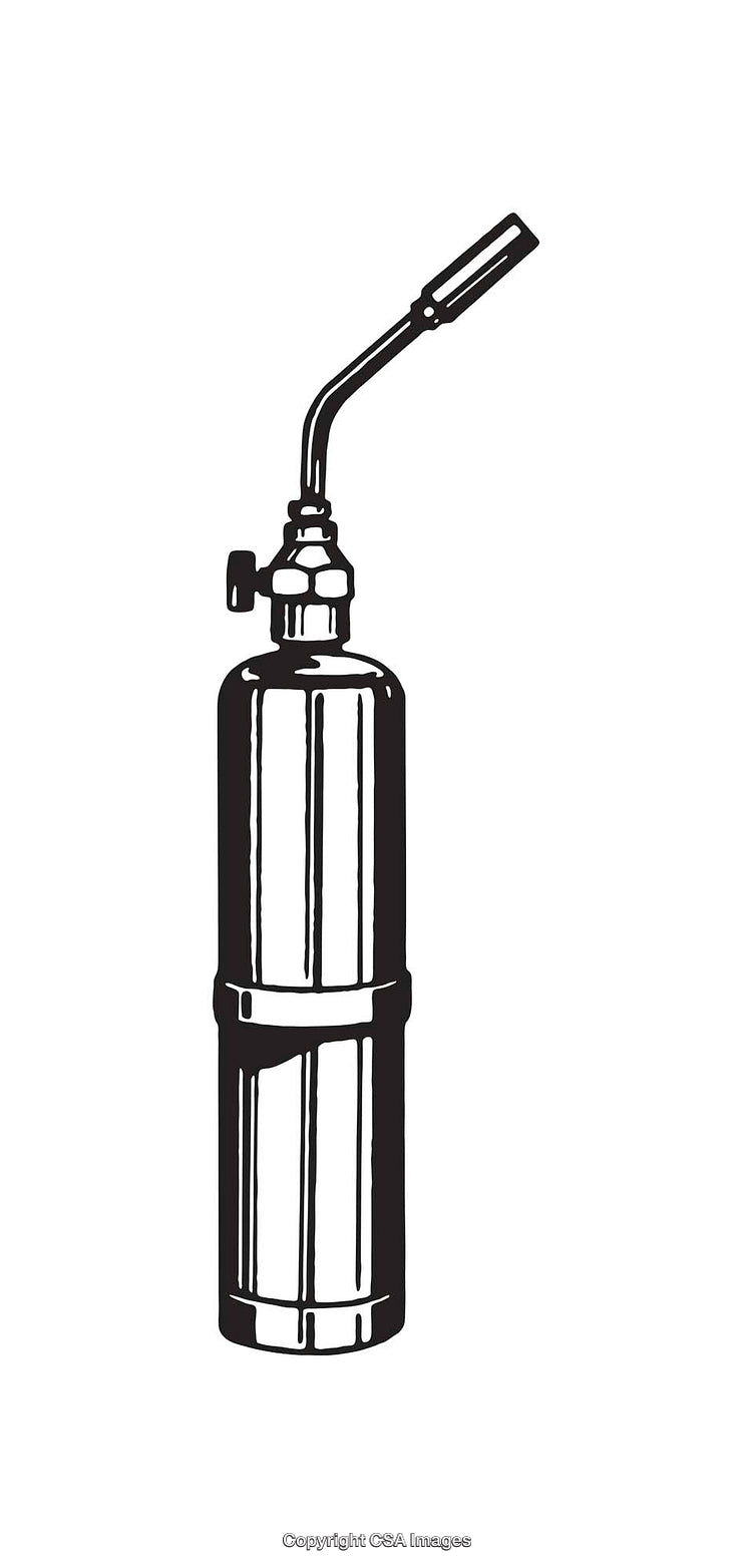 Black and White Illustration of a Blowtorch Tool Line Art Design