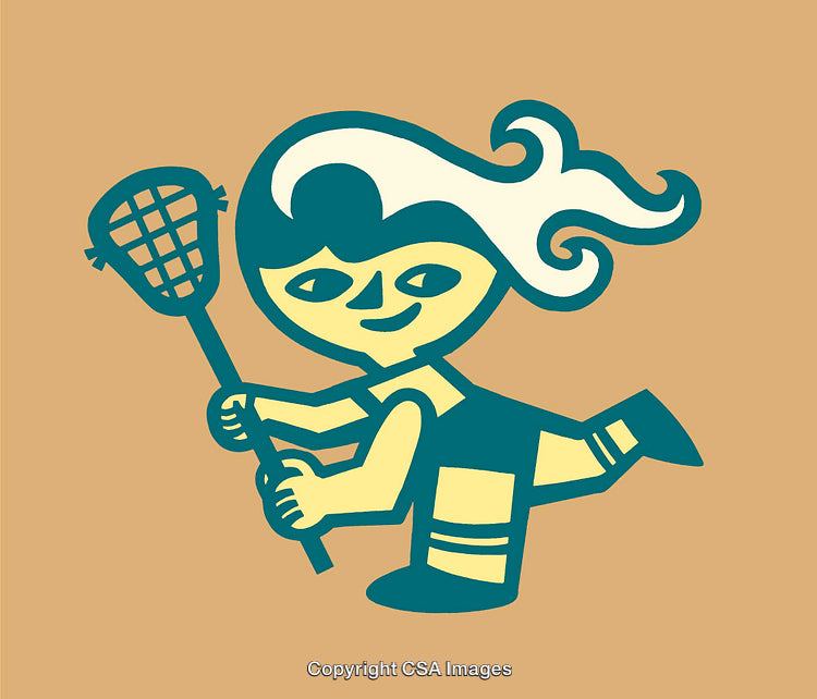 Colorful Illustration of a Lacrosse Player with Cartoon Style