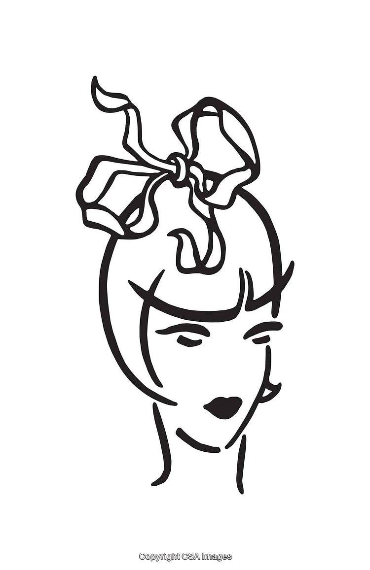 Elegant Black and White Line Art of a Stylish Female Portrait