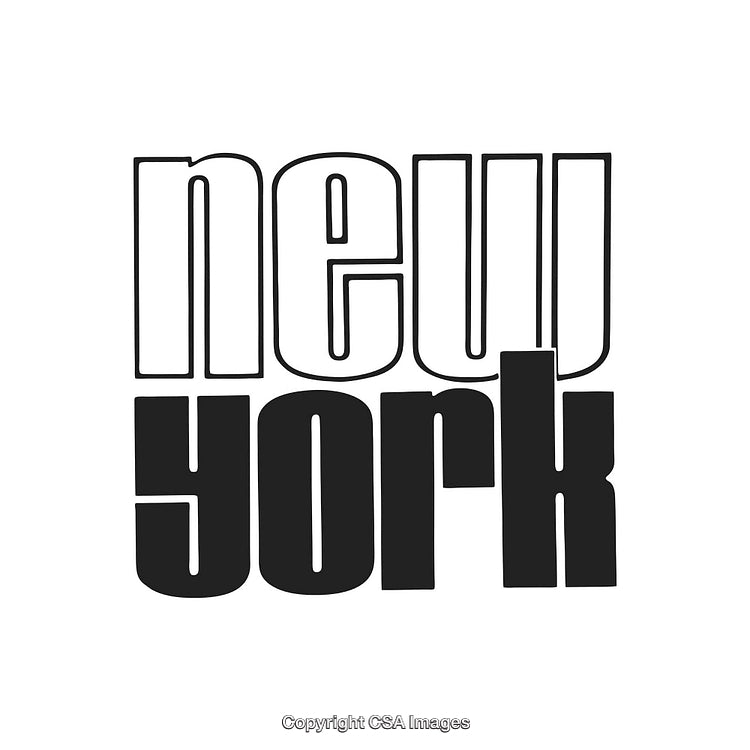 Stylized Black and White Graphic Text of New York City