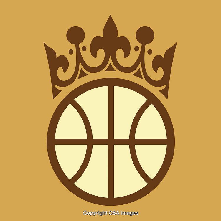 Illustration of a Crowned Basketball in Minimalist Style