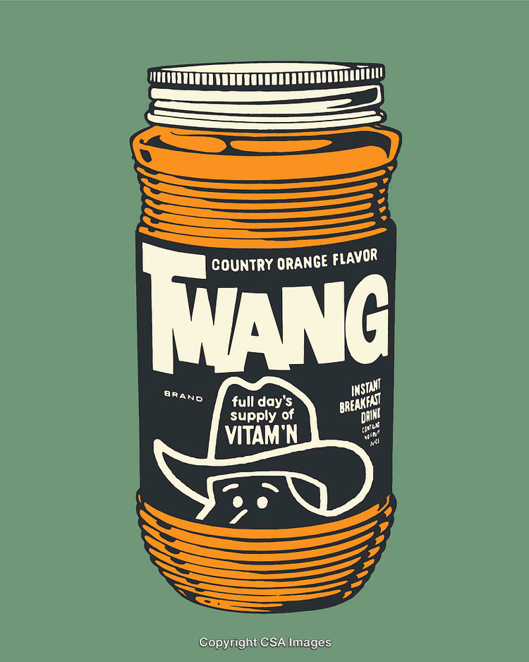 Illustration of a Vintage Styled Orange Flavor Jar on Green Background