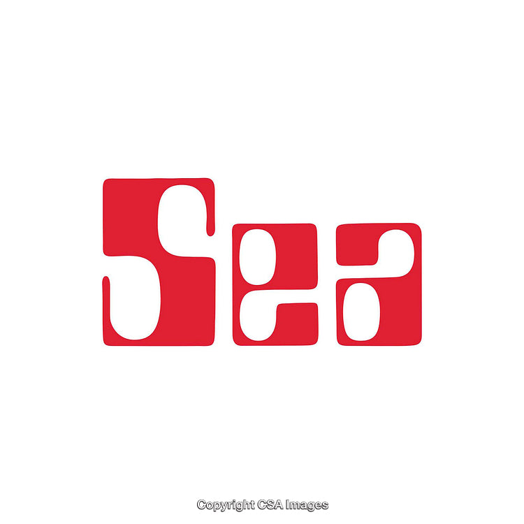 Bold Red Retro Text Logo Spelling 'Sea' with Unique Design
