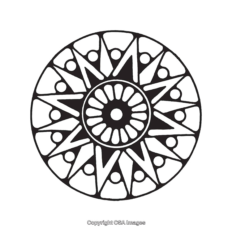 Intricate Black and White Circular Mandala Line Art Illustration