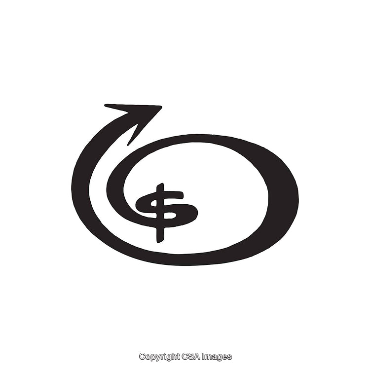 Abstract Symbol Illustrating Financial Growth and Progress in Black and White Design