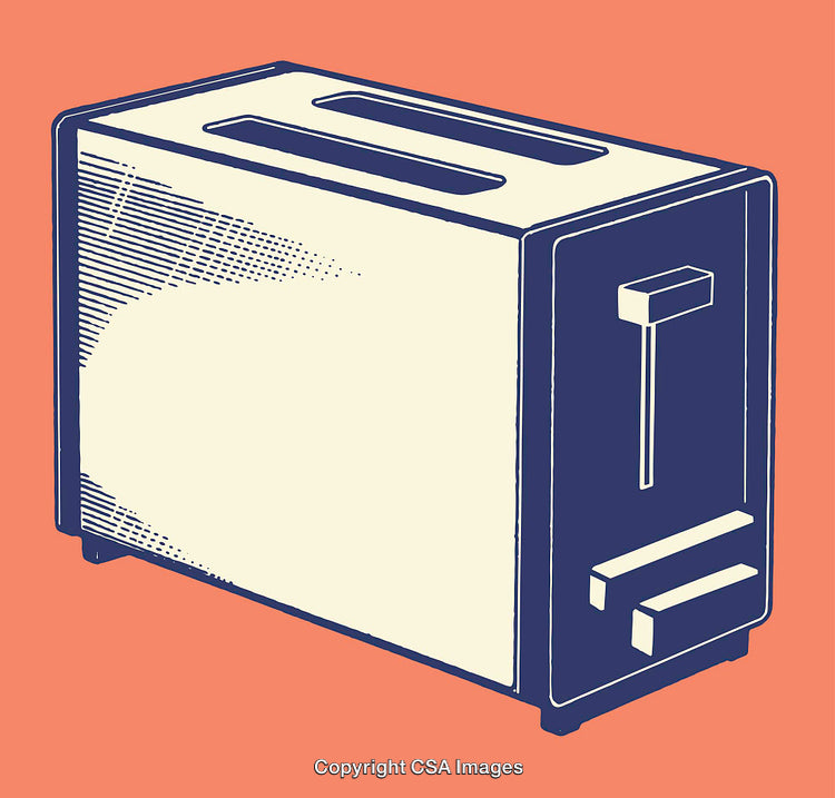 Stylized Illustration of a Two-Slot Toaster in Retro Design