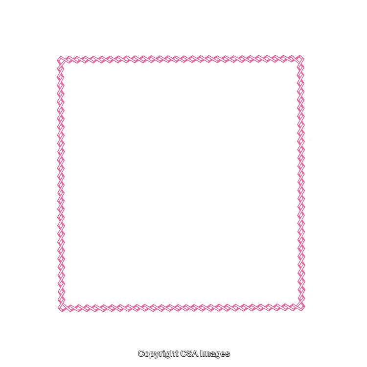 Thin Pink Geometric Frame on White Background with Decorative Design