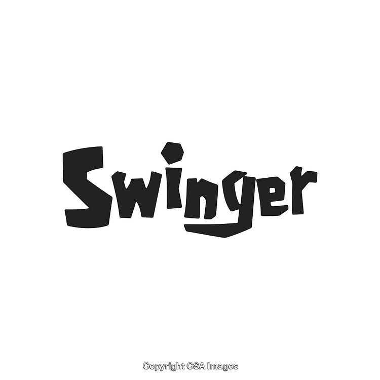 Stylized Swinger Text Logo With Bold Typography in Black on White Background