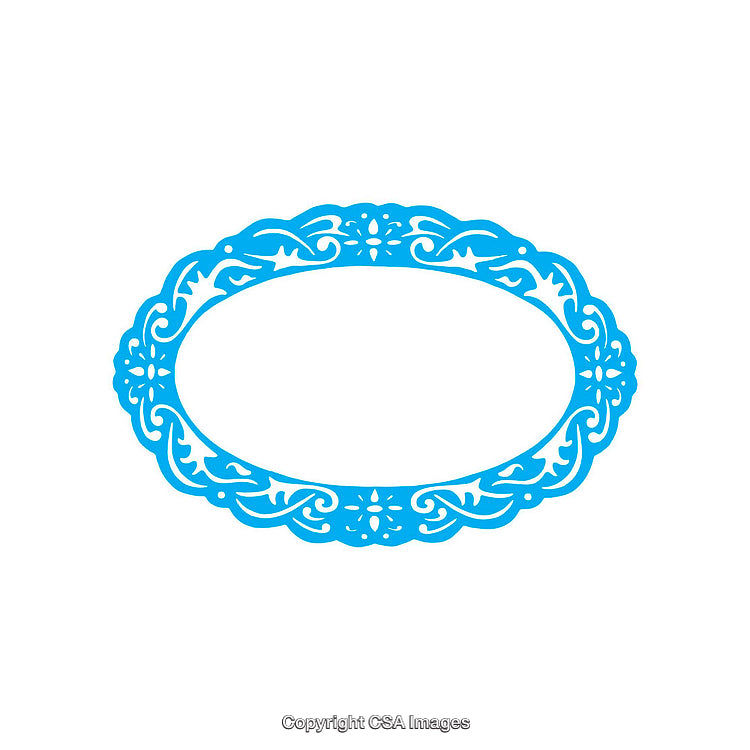 Elegant Blue Ornate Oval Frame with Floral Design in Stylish Decoration