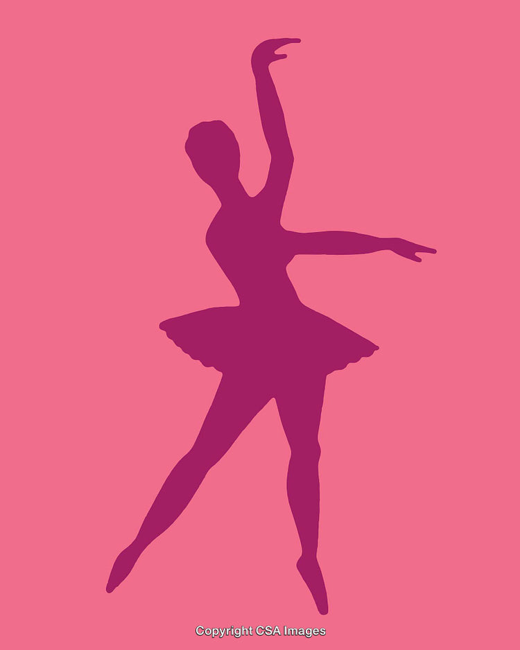 Silhouette of a Graceful Ballerina Dancer Set Against a Pink Background