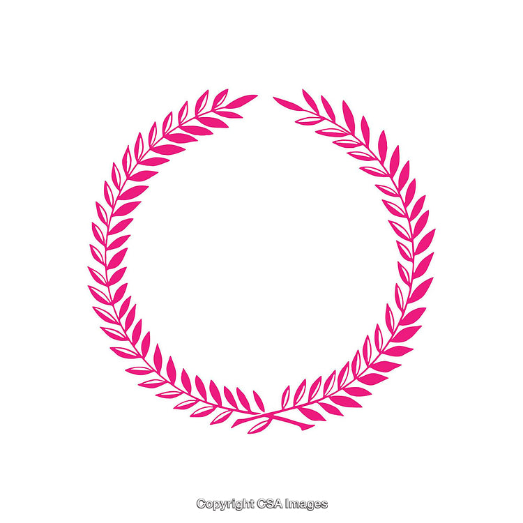 Pink Laurel Wreath on White Background Symbolizing Achievement and Victory