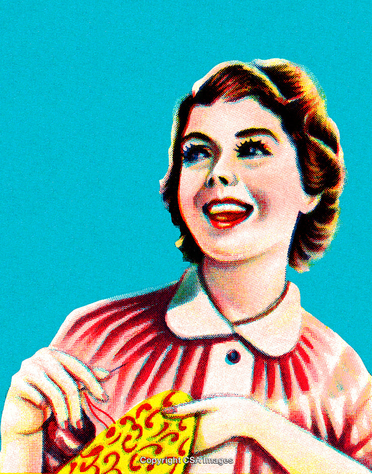 Vintage Pop Art Illustration of a Smiling Woman with Retro Style