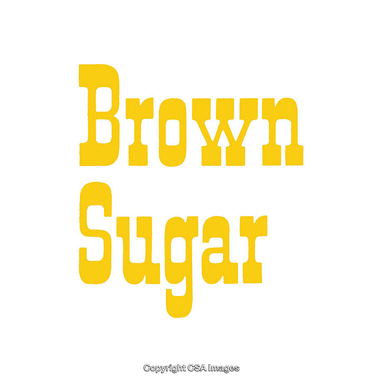 Bold Yellow Text Graphic Featuring the Words 'Brown Sugar' on White