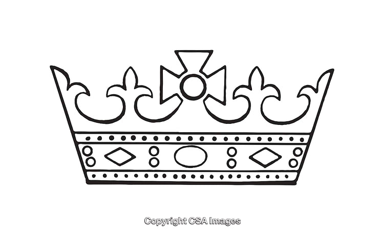 Black and White Line Art Illustration of a Royal Crown Design