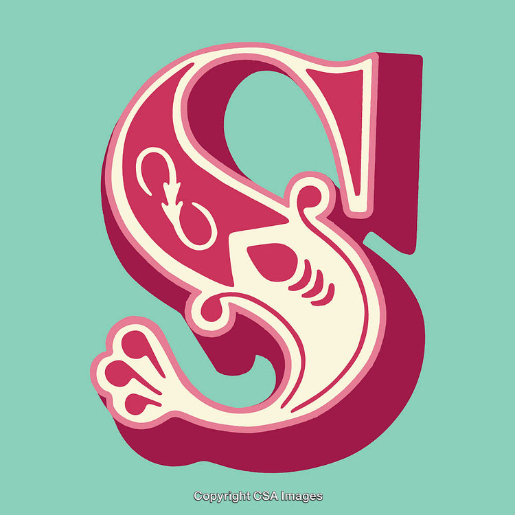 Intricate Artistic Design of the Letter 'S' on Green Background