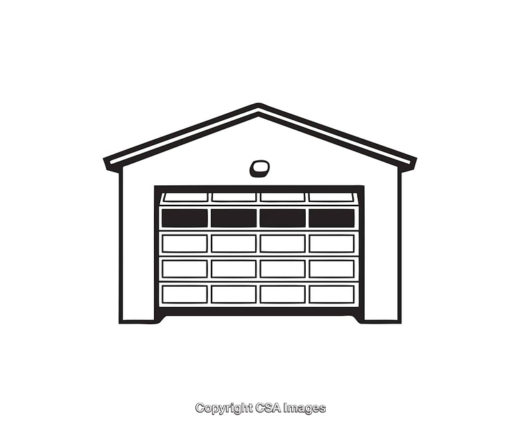 Black And White Line Art of a Residential Garage Building