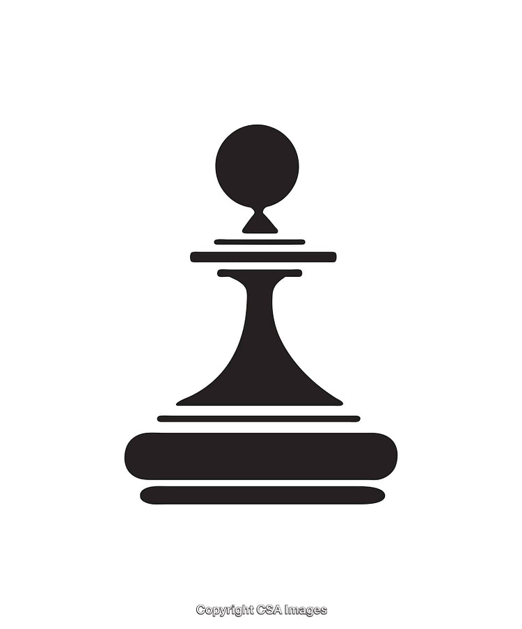 Minimalist Black-and-White Icon of a Chess Pawn Symbol