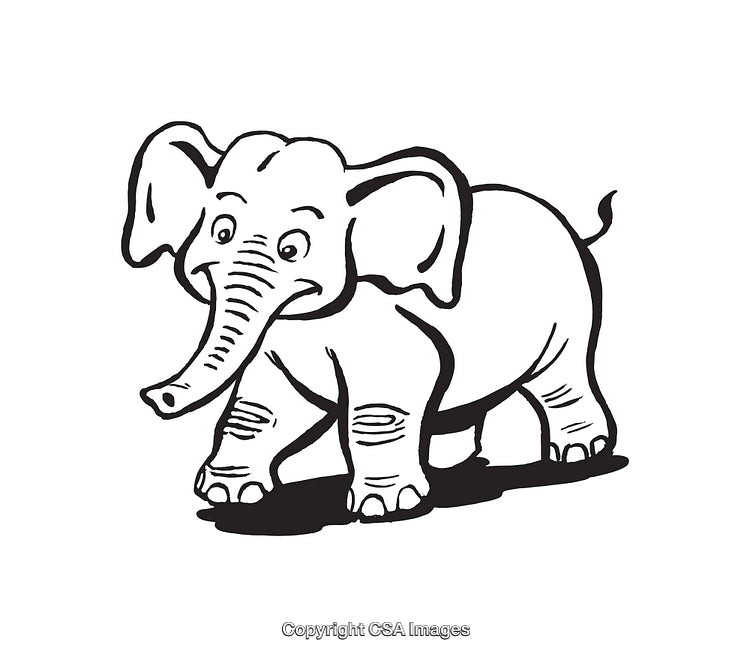 Playful Line Art Illustration of a Cartoon Elephant