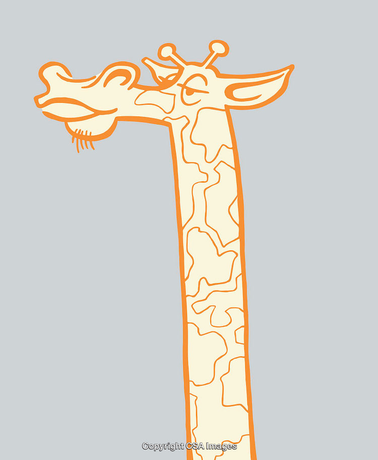 Colorful Line Art Illustration of a Giraffe with a Quirky Expression