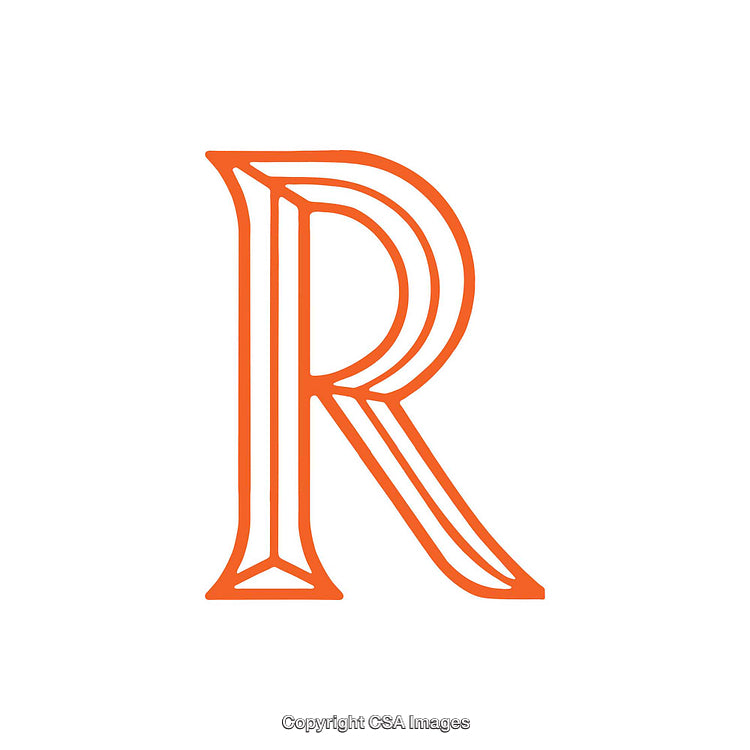 Typography Illustration Featuring Ornate Letter R in Vibrant Orange Design