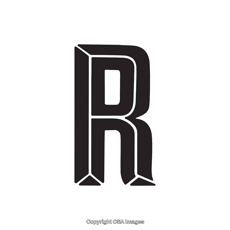 Black Monogram Letter R Design on a White Background