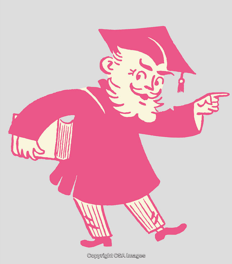 Cheerful Professor Character in Academic Robes Illustration