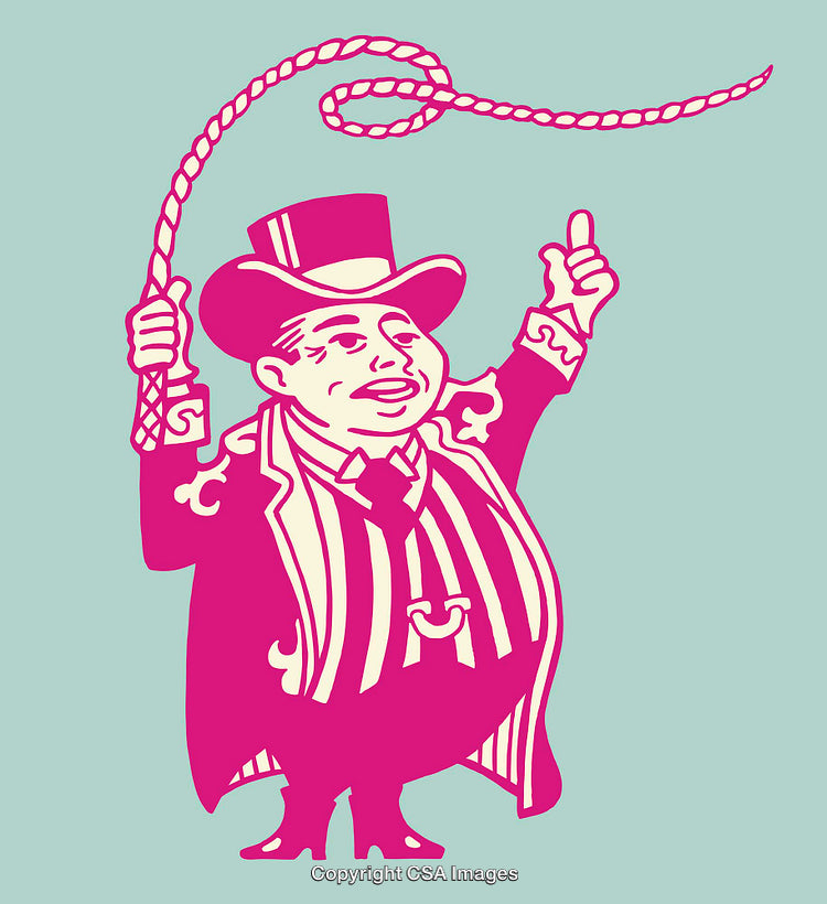Colorful Circus Ringmaster Illustration With Whip in Vintage Style