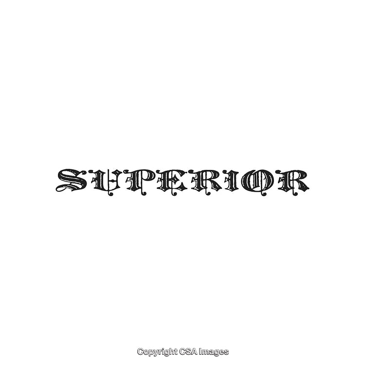 Gothic Black Letter Typography Spelling Superior in Decorative Calligraphy Style