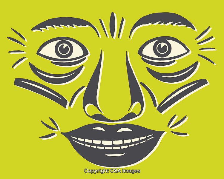 Vibrant Abstract Face Illustration with Bold Lines and Bright Colors