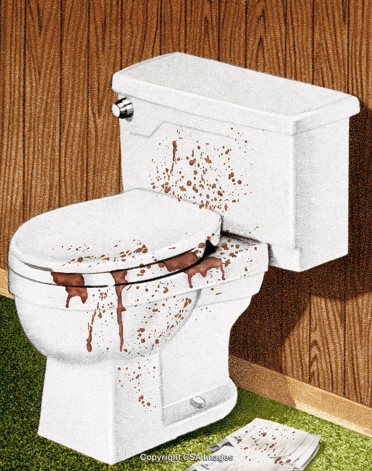 Retro Bathroom Scene with Unclean Toilet and Distressed Walls
