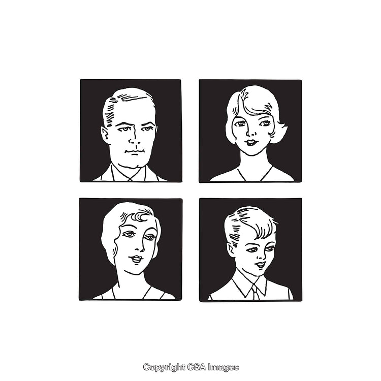 Black and White Line Art Portrait Illustrations of Men and Women