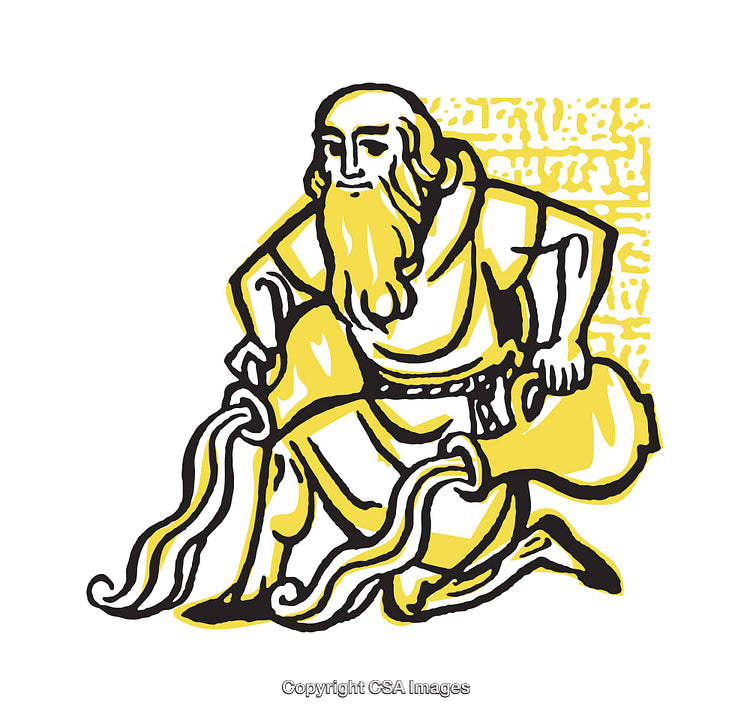 Colorful Illustration of an Ancient Figure With Flowing Water