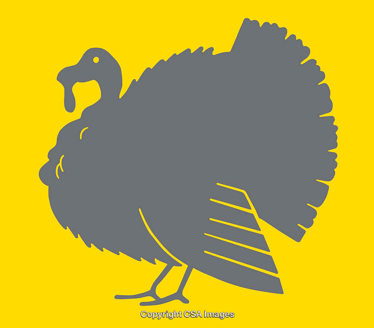 Gray Turkey Silhouette on Yellow Background Illustration Design