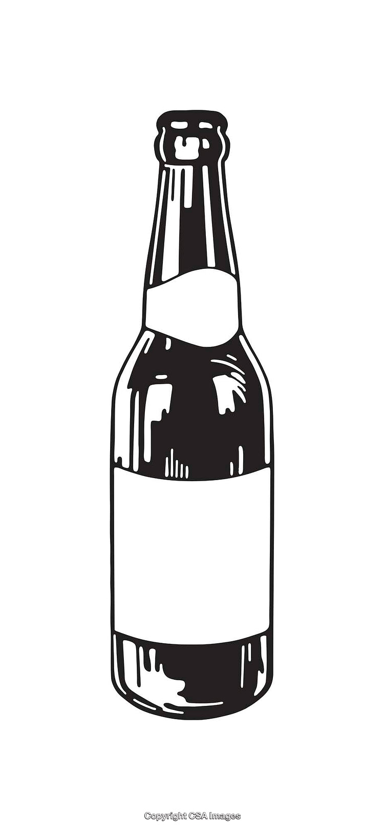 Black and White Line Art Illustration of a Bottled Beverage