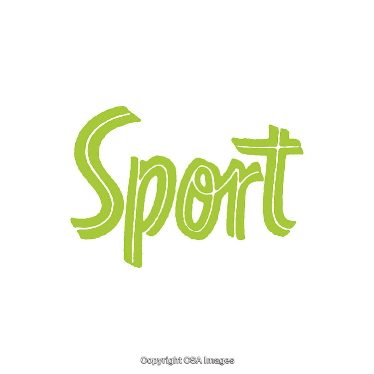Green Handwritten Sport Word Element on White Background