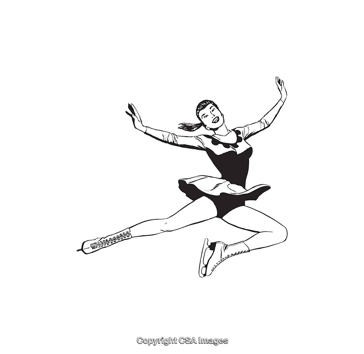 Dynamic Ice Skater Illustration Capturing Motion and Elegance in Black and White