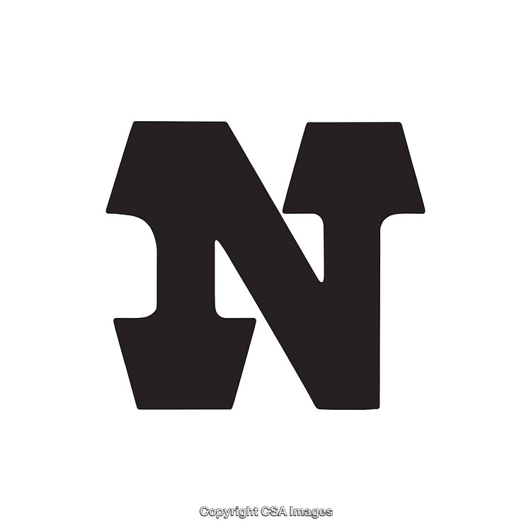 Bold Stylized Letter N on a Plain White Background