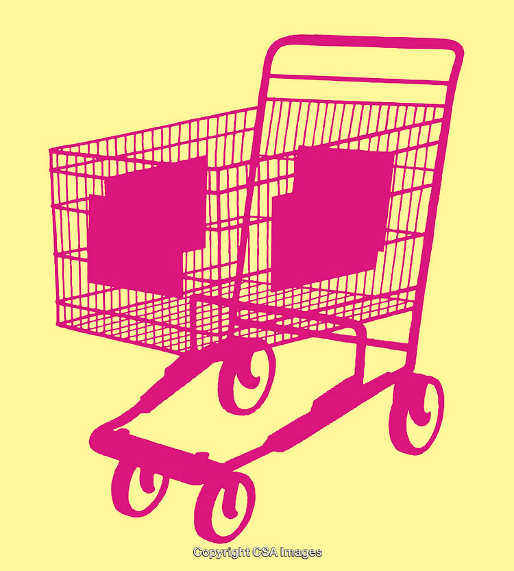 Colorful Shopping Cart Graphic in a Bold Modern Pop Art Style