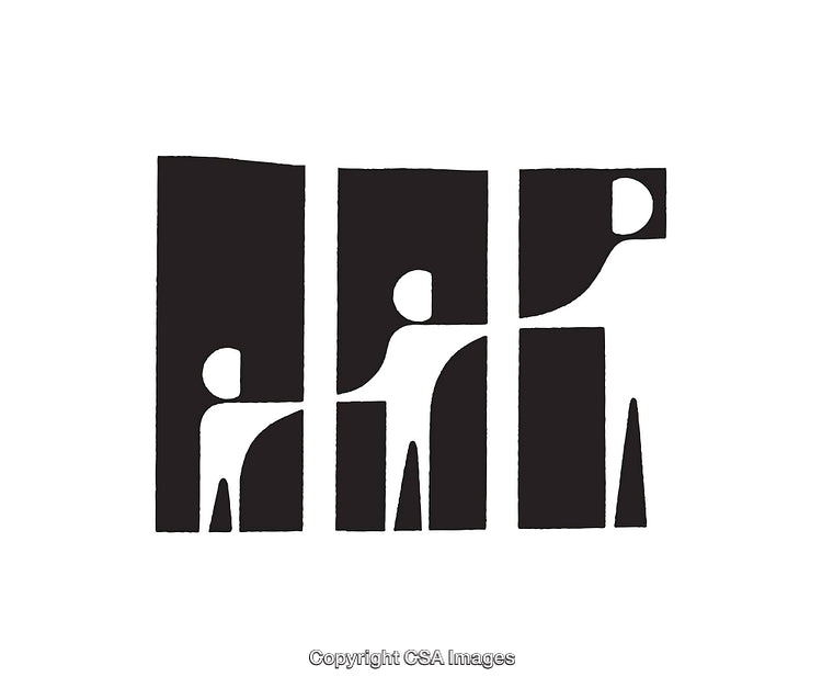 Abstract Black and White Geometric Icons Representing Growth and Evolution