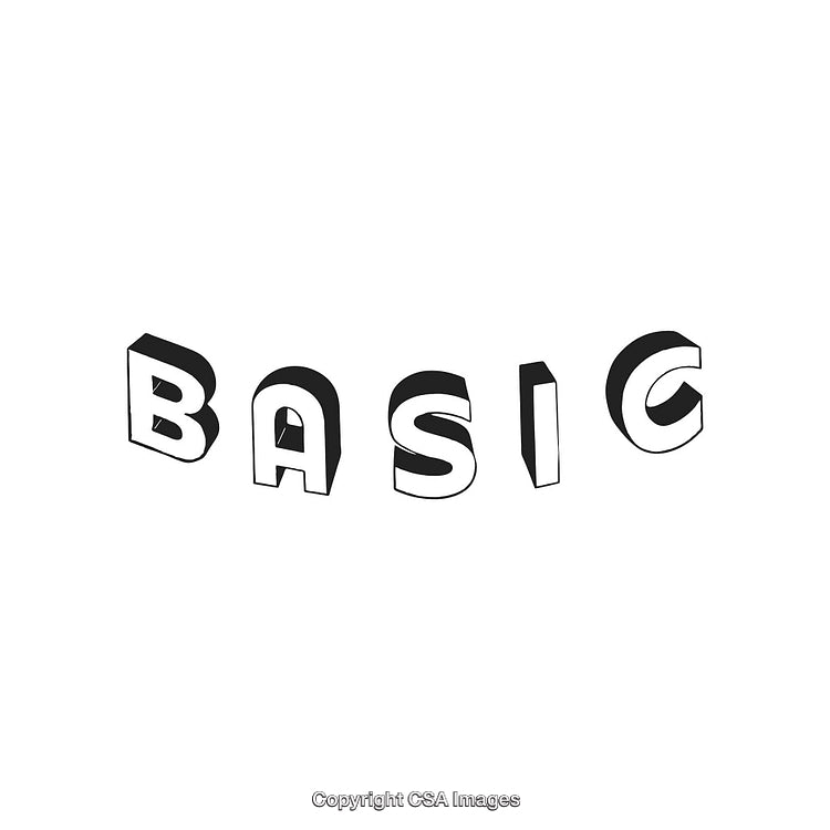 Minimalist Black and White Text Design Featuring the Word 'Basic' in Block Style