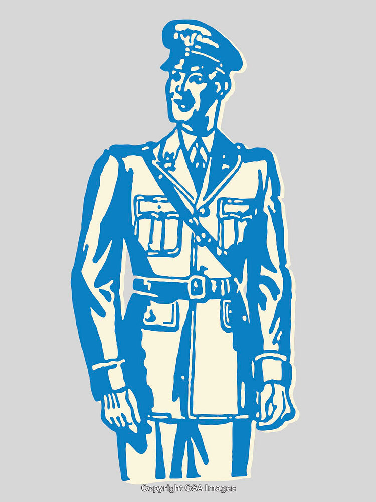 Vintage Styled Line Art of a Uniformed Military Officer