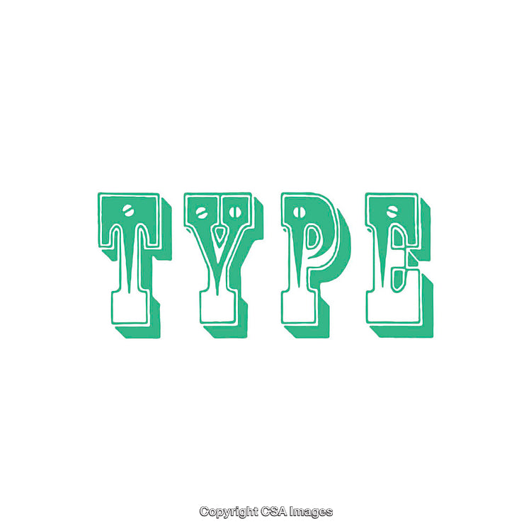 Decorative Green Typeface Art Isolated on White Background