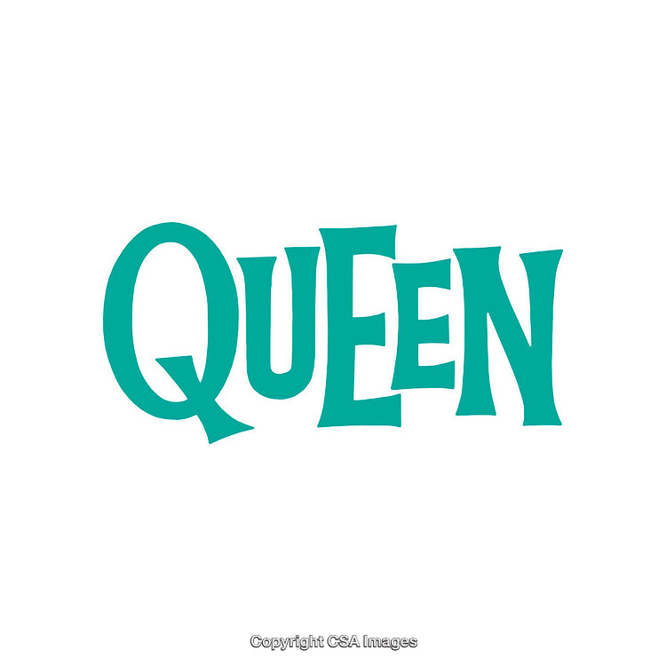 Retro Styled Typography Design with the Word Queen on White Background