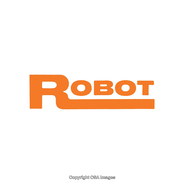 Bold Orange Robot Text Design on a White Background