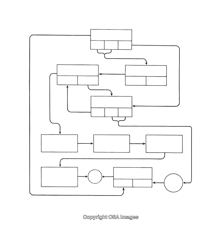 Detailed Black and White Diagram of Flowchart with Arrow Connections